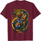 Japanese Oni Samurai Warrior With Dragon T-Shirt - T-Shirt | Maroon