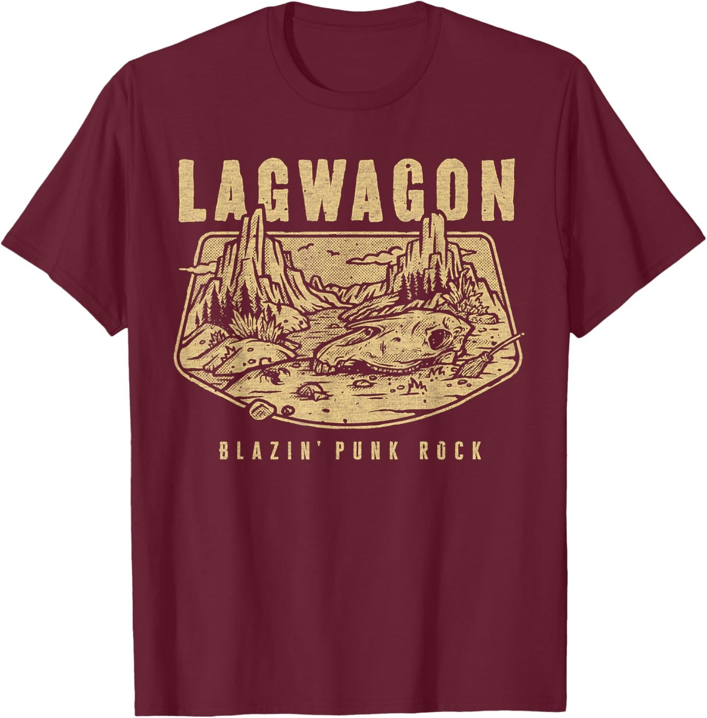 Lagwagon Black Classic Fit U-Neck Short Sleeve T-Shirt - T-Shirt | Maroon