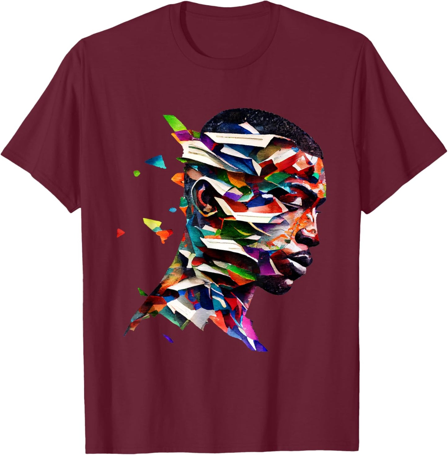 Black Man African Abstract Art Colorful Painting Melanin Fun T-Shirt - T-Shirt | Maroon