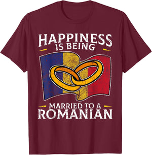 Romanian Wedding State of Romania Roots Married T-Shirt - T-Shirt | Maroon