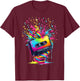 80s 90s Music Notes Cassette Tape Music T-Shirt - T-Shirt | Maroon