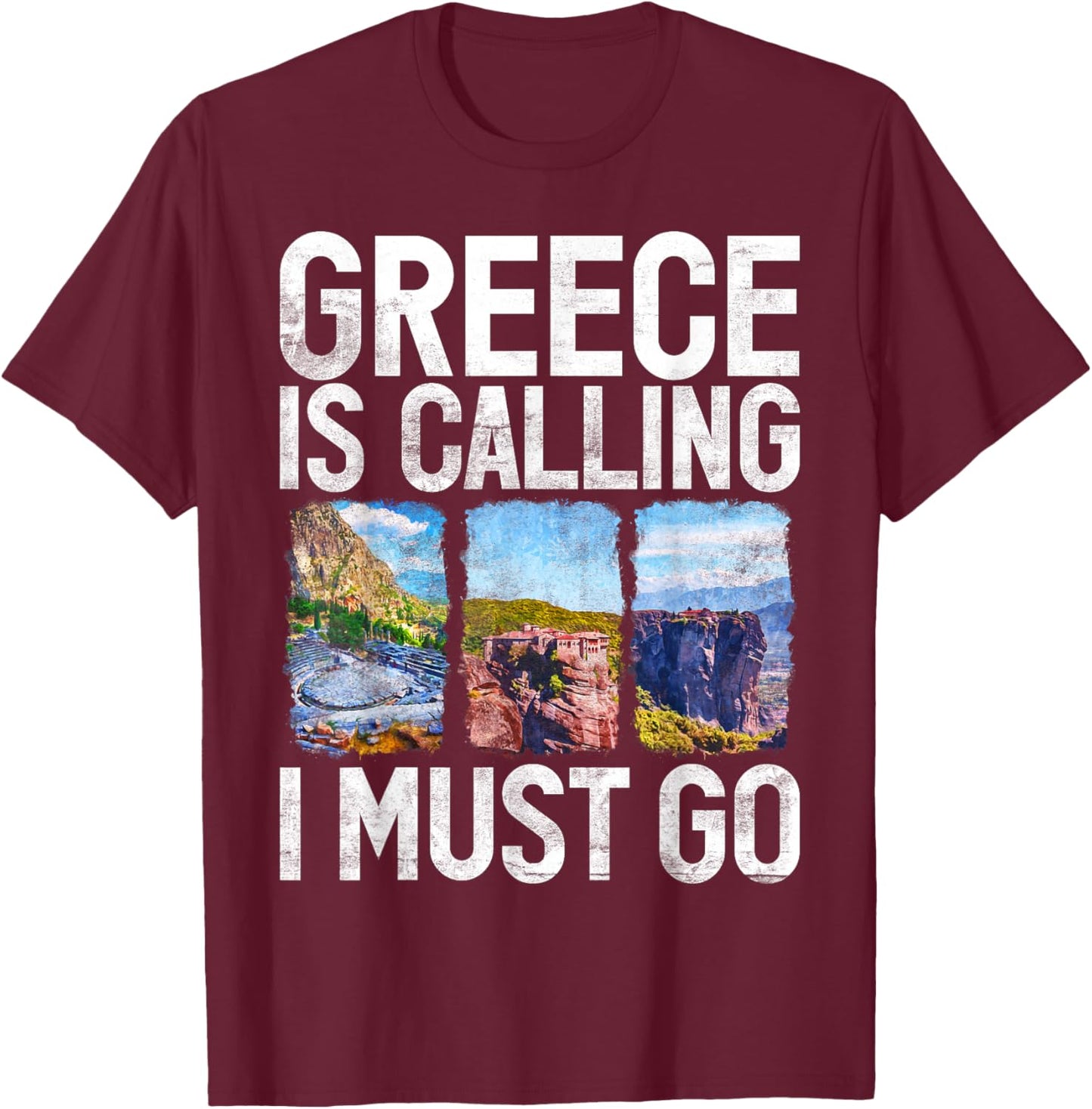 Greece is Calling i must go Greek T-Shirt - T-Shirt | Maroon