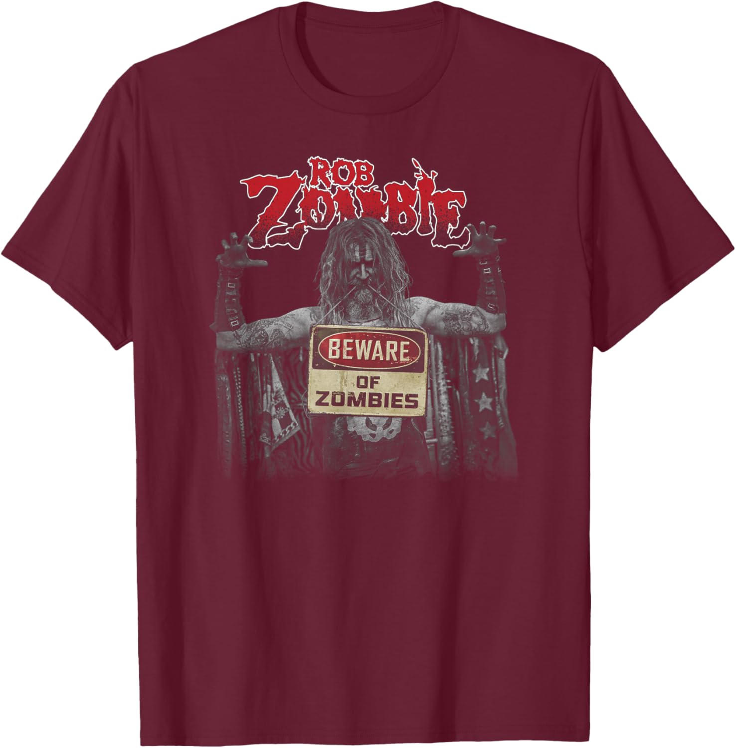 Rob Zombie – Beware Of Zombies T-Shirt - T-Shirt | Maroon