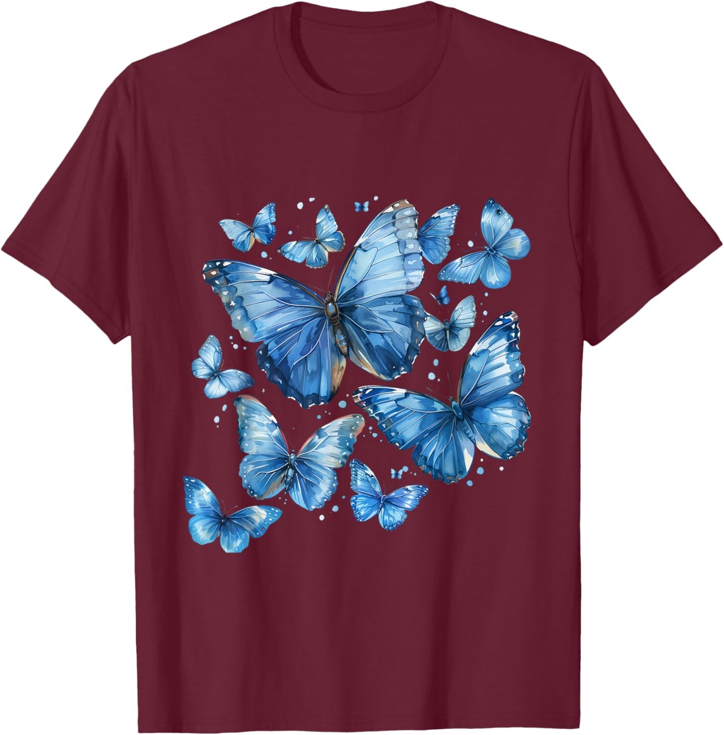 Blue Butterfly gardening Lepidoptera Lover Entomologist T-Shirt - T-Shirt | Maroon