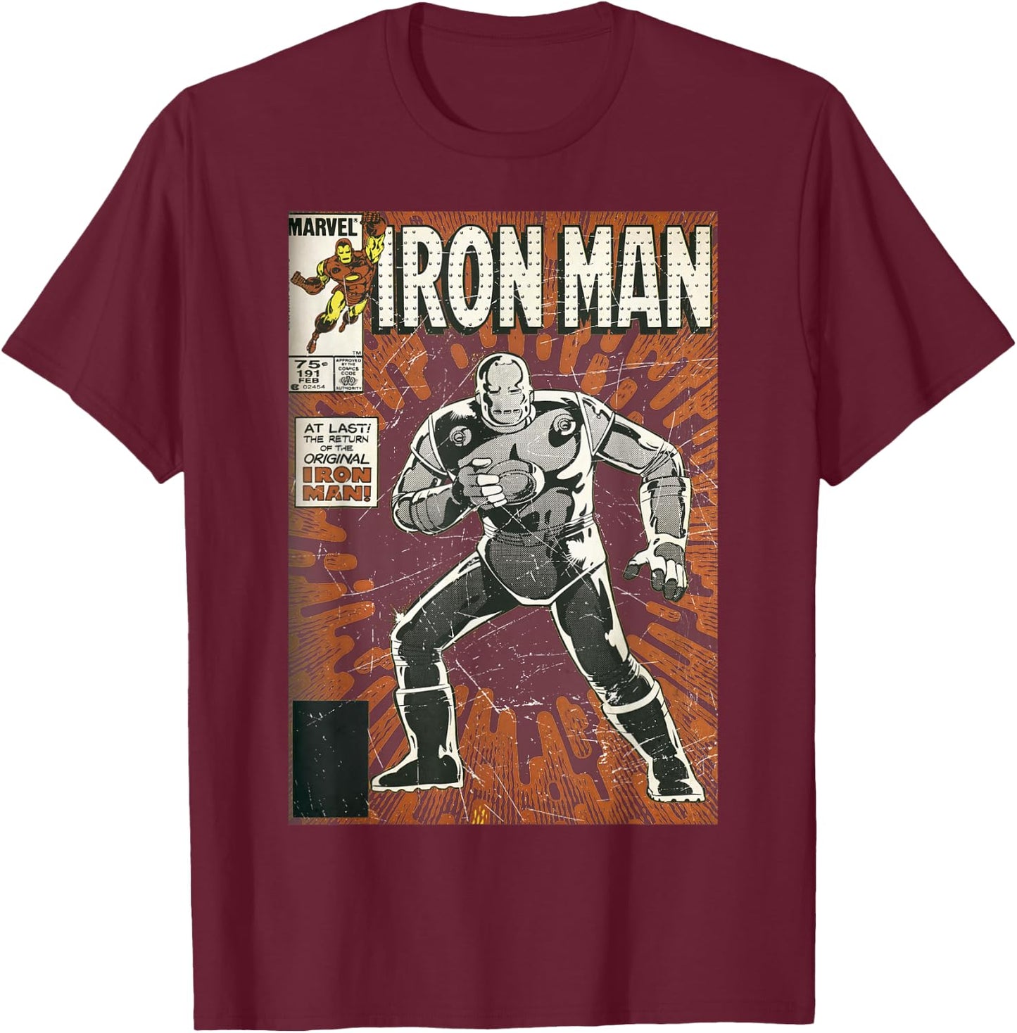 Marvel Avengers Iron Man Original Old School Comic Cover T-Shirt - T-Shirt | Maroon