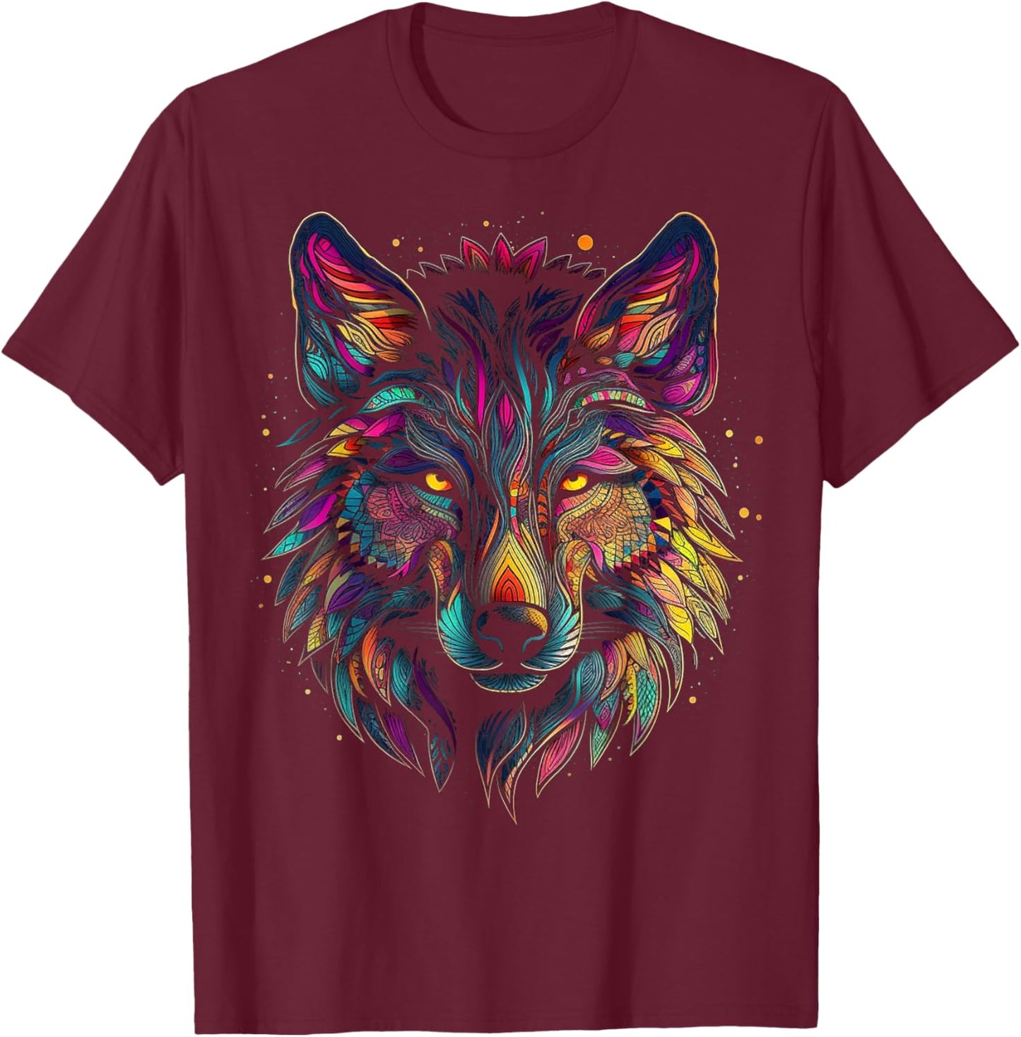 Wolf Art - Animal Lovers Animal W T-Shirt - T-Shirt | Maroon