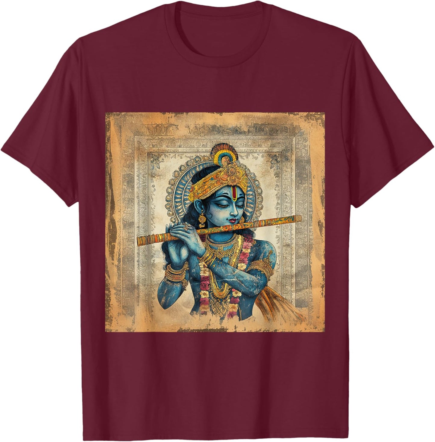 Krishna God oF Love Hindu Deity Ancient Hinduism Mythology T-Shirt - T-Shirt | Maroon
