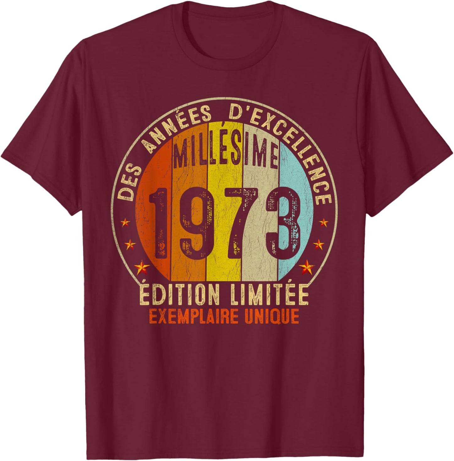 Vintage 1973 Gift 52 Years Man Birthday Humour , Black, S T-Shirt - T-Shirt | Maroon