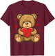 Adorable Teddy Bear with Heart- Love plushie T-Shirt - T-Shirt | Maroon