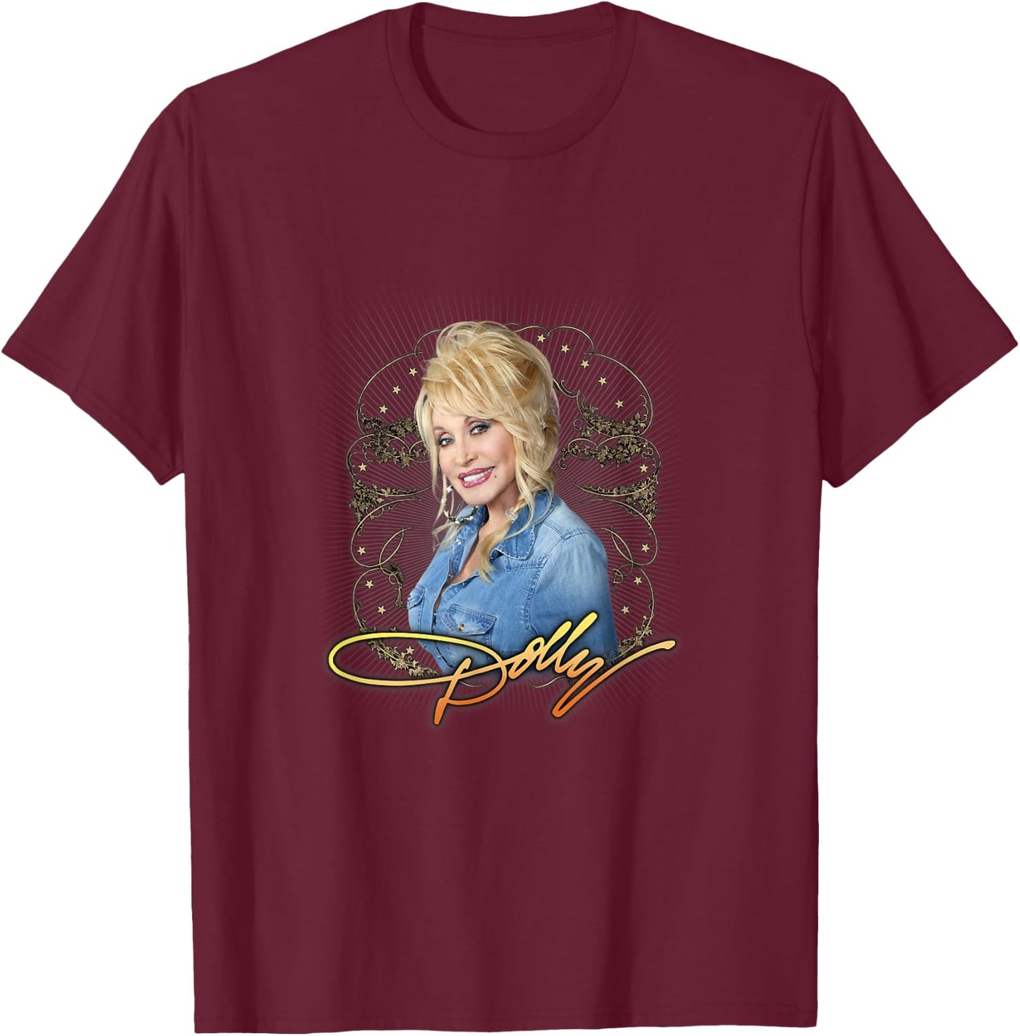 Dolly Parton Denim Smile T-Shirt - T-Shirt | Maroon