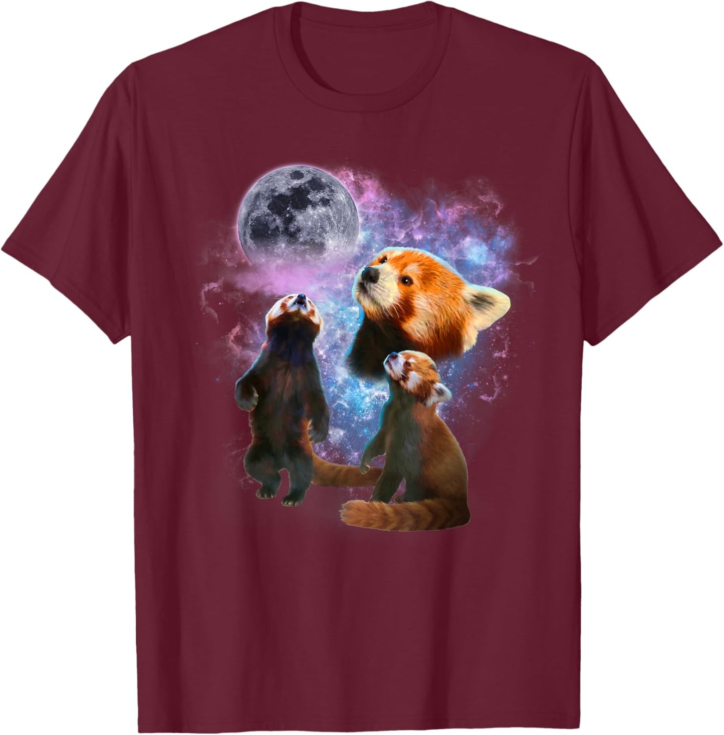 Howling at the Moon Red Panda Shirt - Red Panda T-Shirt - T-Shirt | Maroon