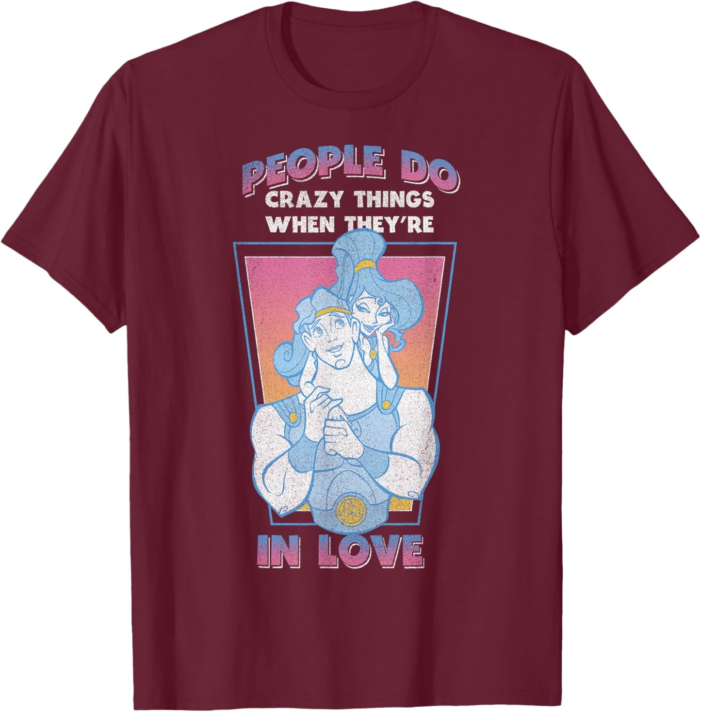 Disney Hercules Valentine's Day Vintage Megara in Love T-Shirt - T-Shirt | Maroon