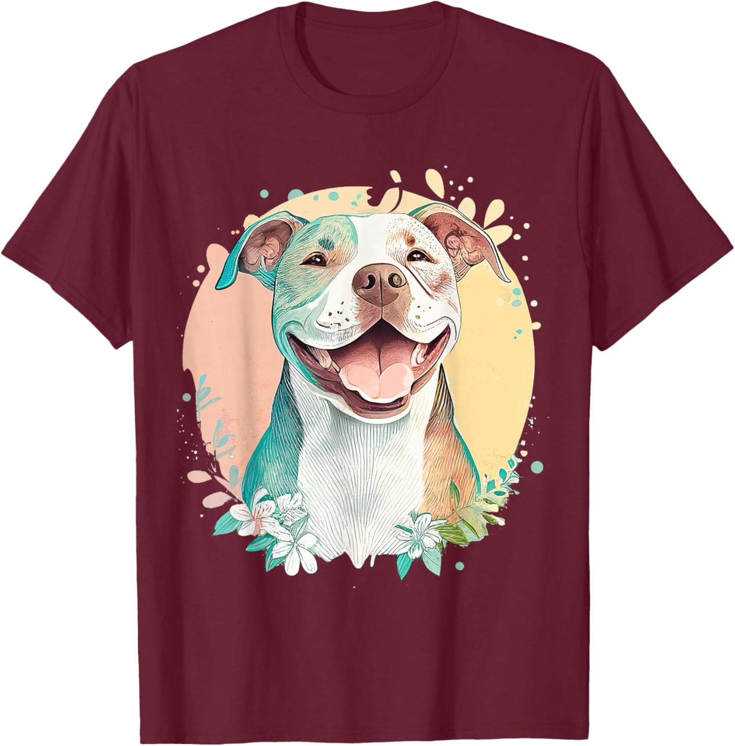 Pit Bull Mom Dog Lover Colorful Artistic Pitbull Owner Women T-Shirt - T-Shirt | Maroon