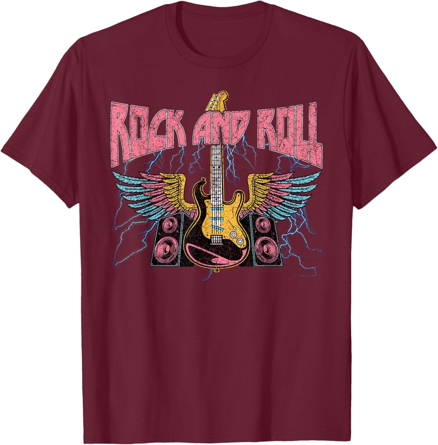 Rock and Roll Guitar Player Musicians T-Shirt - T-Shirt | Maroon