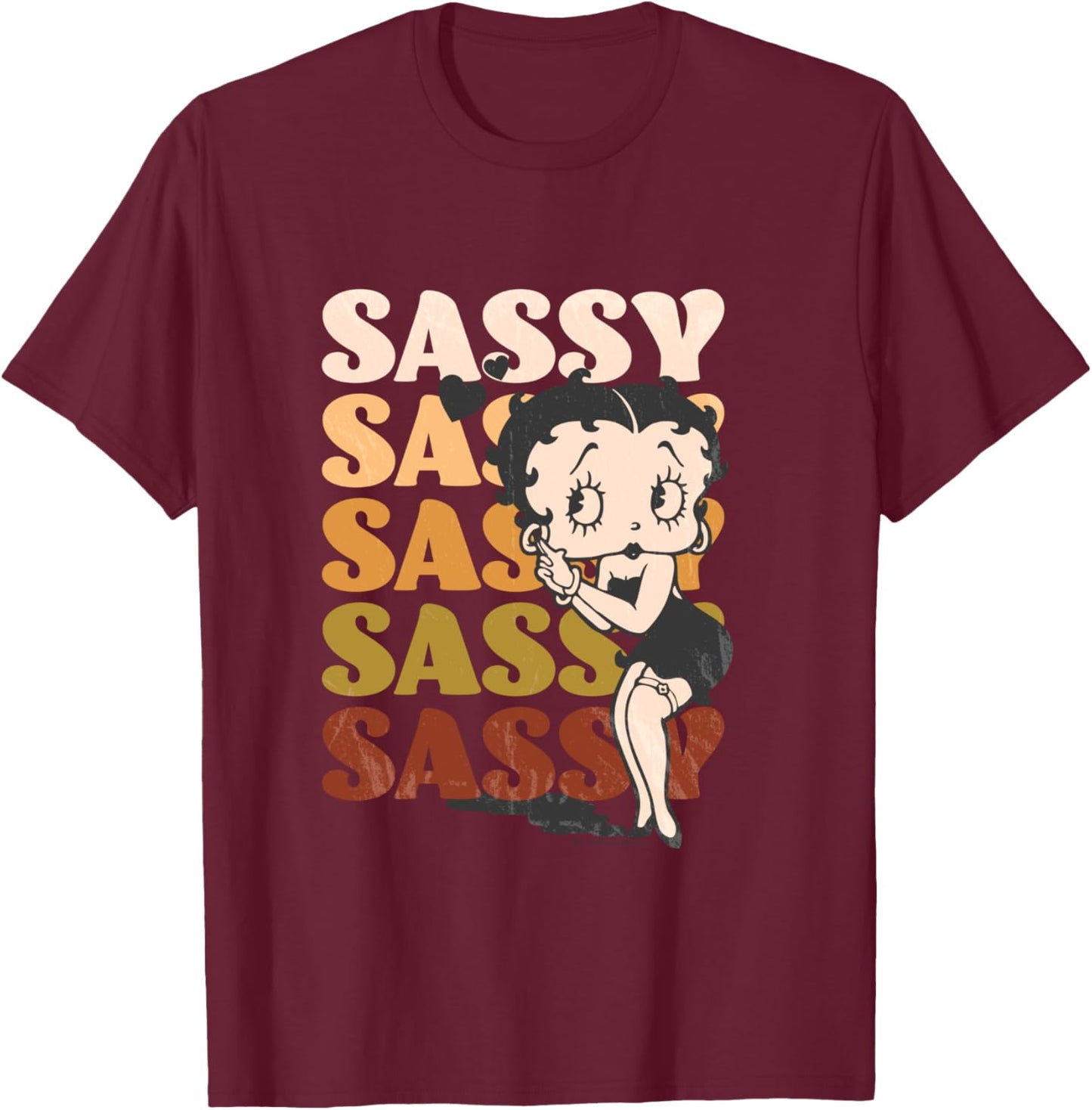 Betty Boop Sassy Sassy Babe Classic Vintage Poster T-Shirt - T-Shirt | Maroon