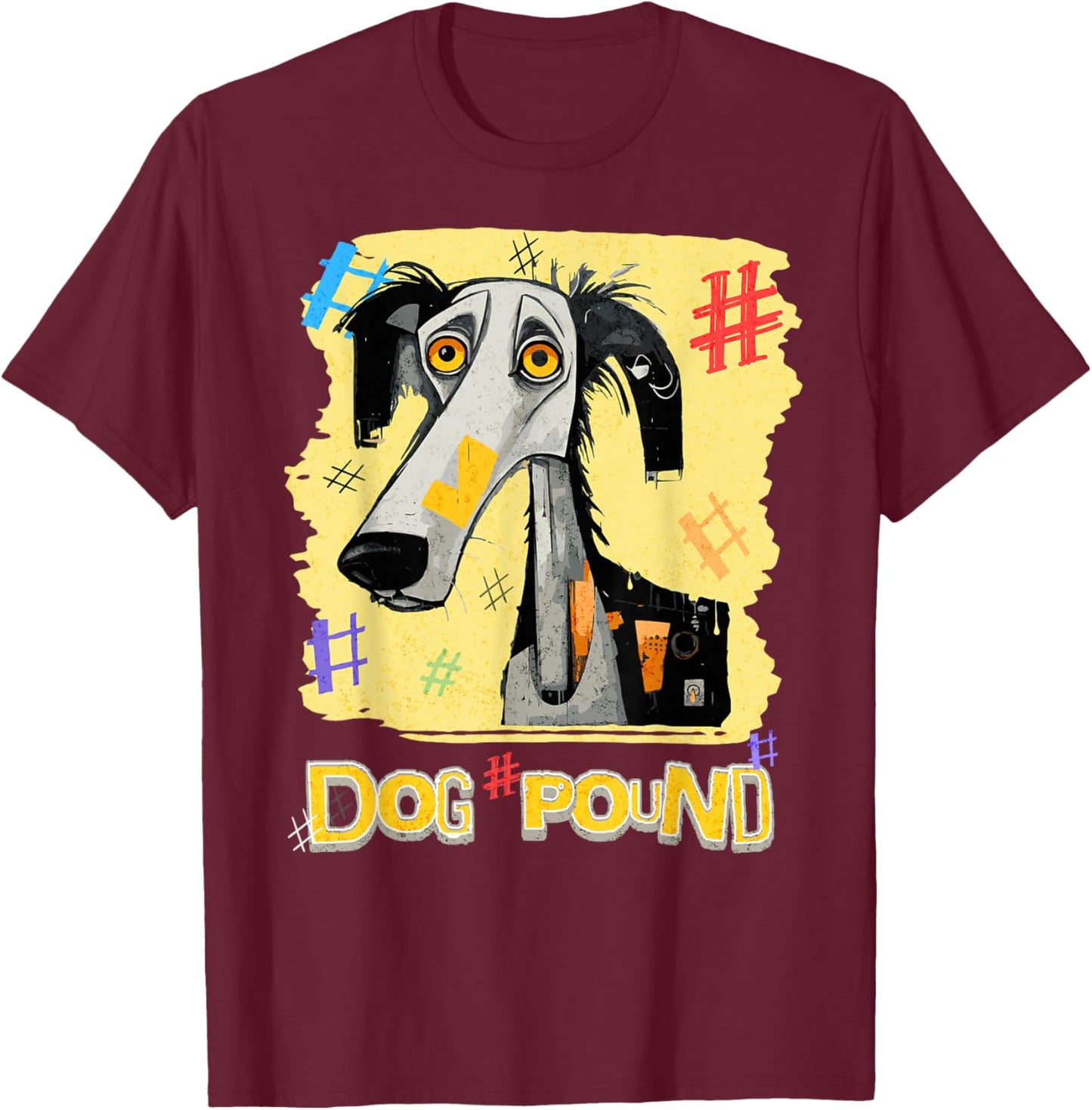 Confused Dog Worried About The Pound Sign Fun Pun Wordplay Men Women T-Shirt - T-Shirt | Maroon