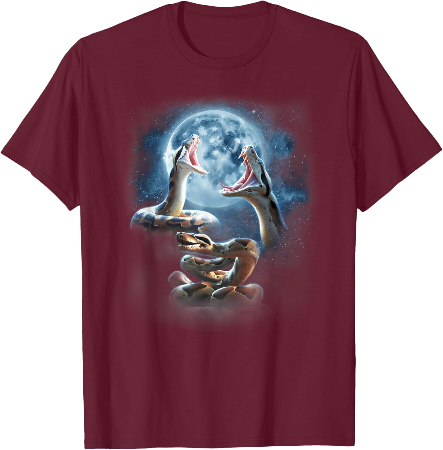 Boa Constrictor Shirt - Snakes Howling at the Moon T-Shirt - T-Shirt | Maroon