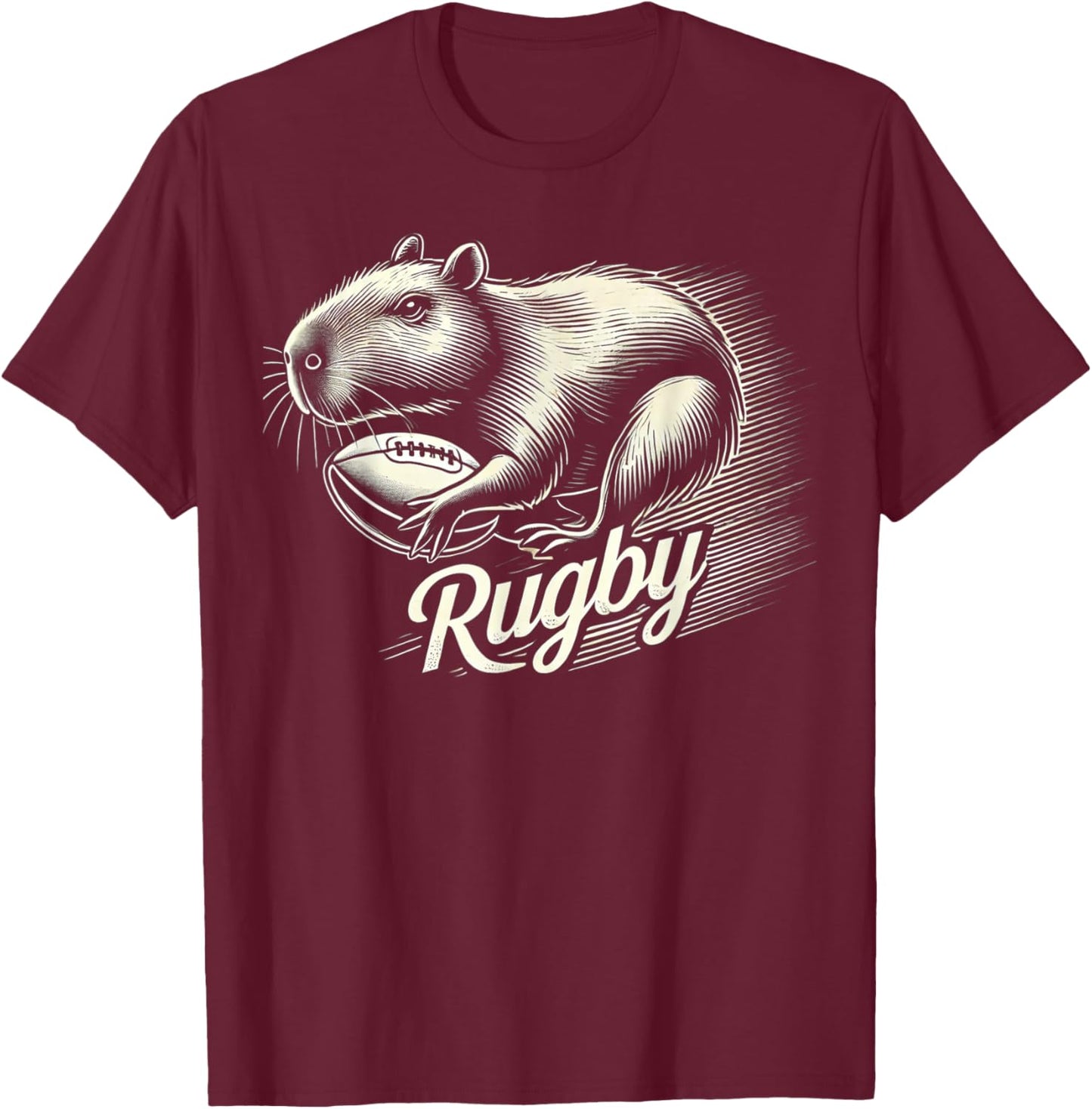 Capybara Rugby Sports Gifts Funny Rugby Player T-Shirt - T-Shirt | Maroon