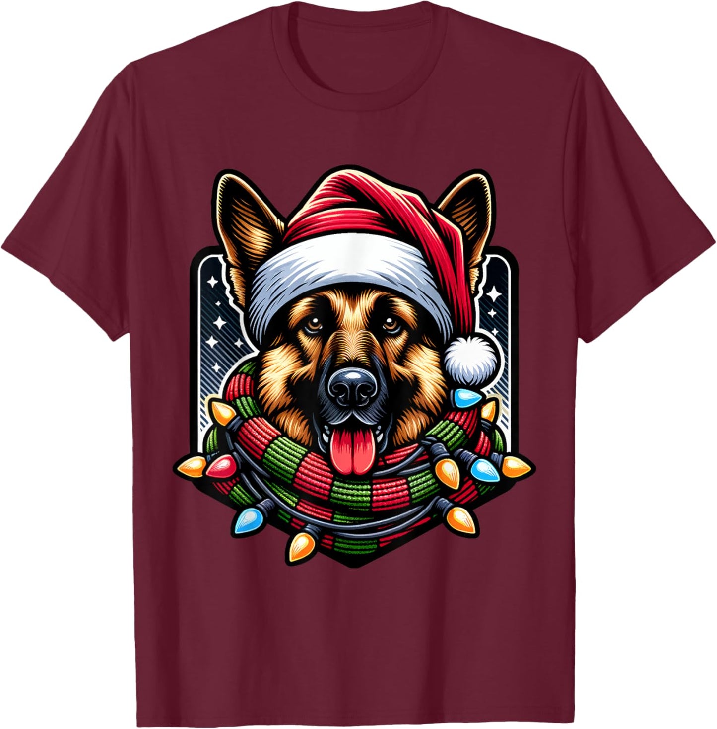 Christmas German Shepherd Xmas Shepherd Mom Dog Lover T-Shirt - T-Shirt | Maroon