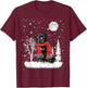 Pug Under Moonlight Snow Christmas Pajama T-Shirt - T-Shirt | Maroon