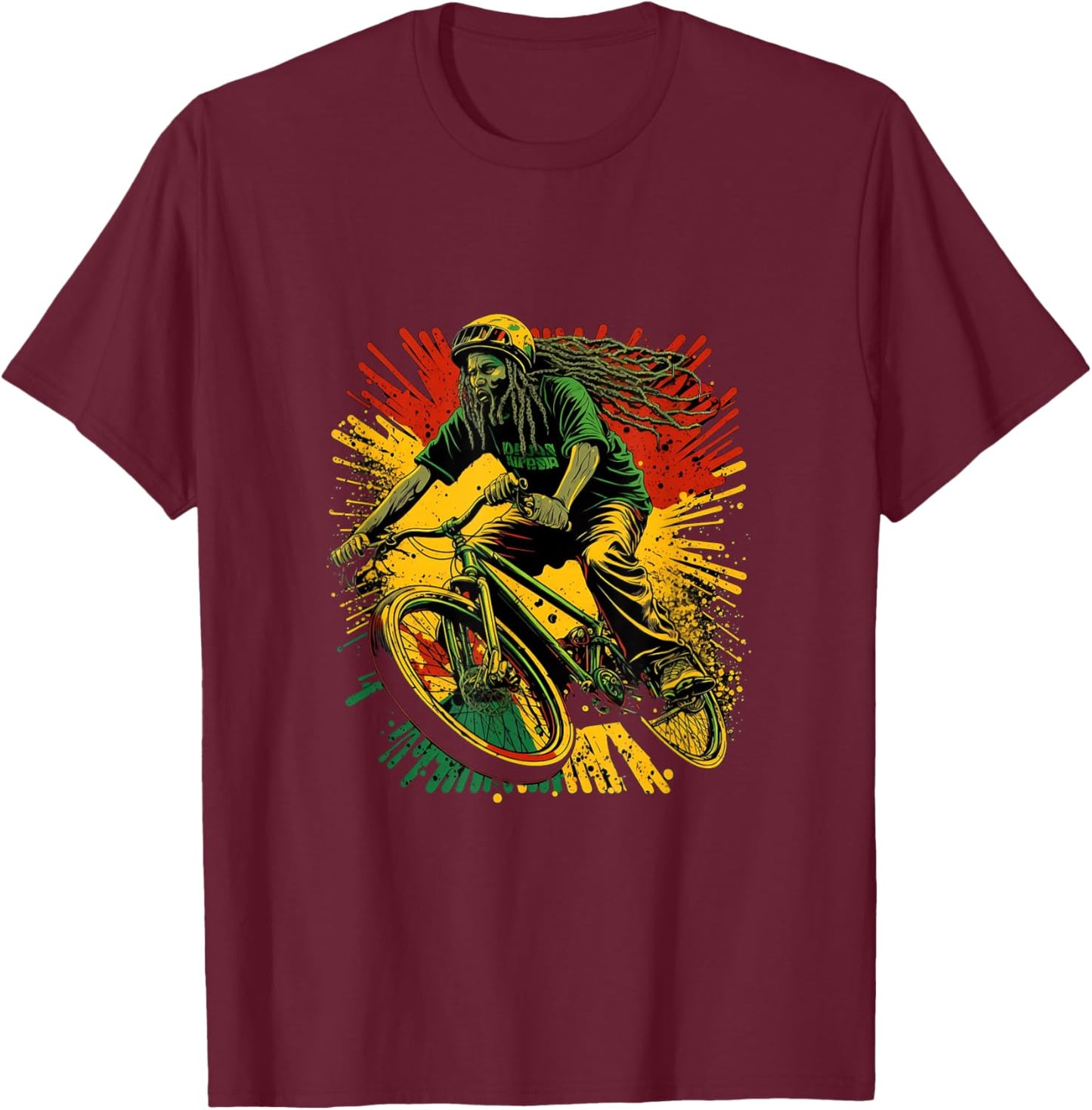 Cycling BMX Bike Rasta Cyclist Biking T-Shirt - T-Shirt | Maroon