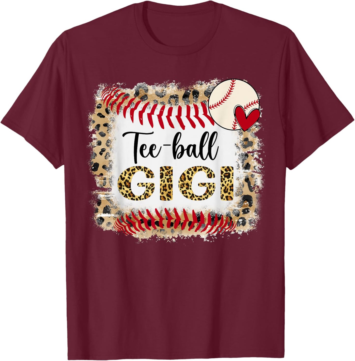 Leopard -ball Gigi For Softball Player T-Shirt - T-Shirt | Maroon