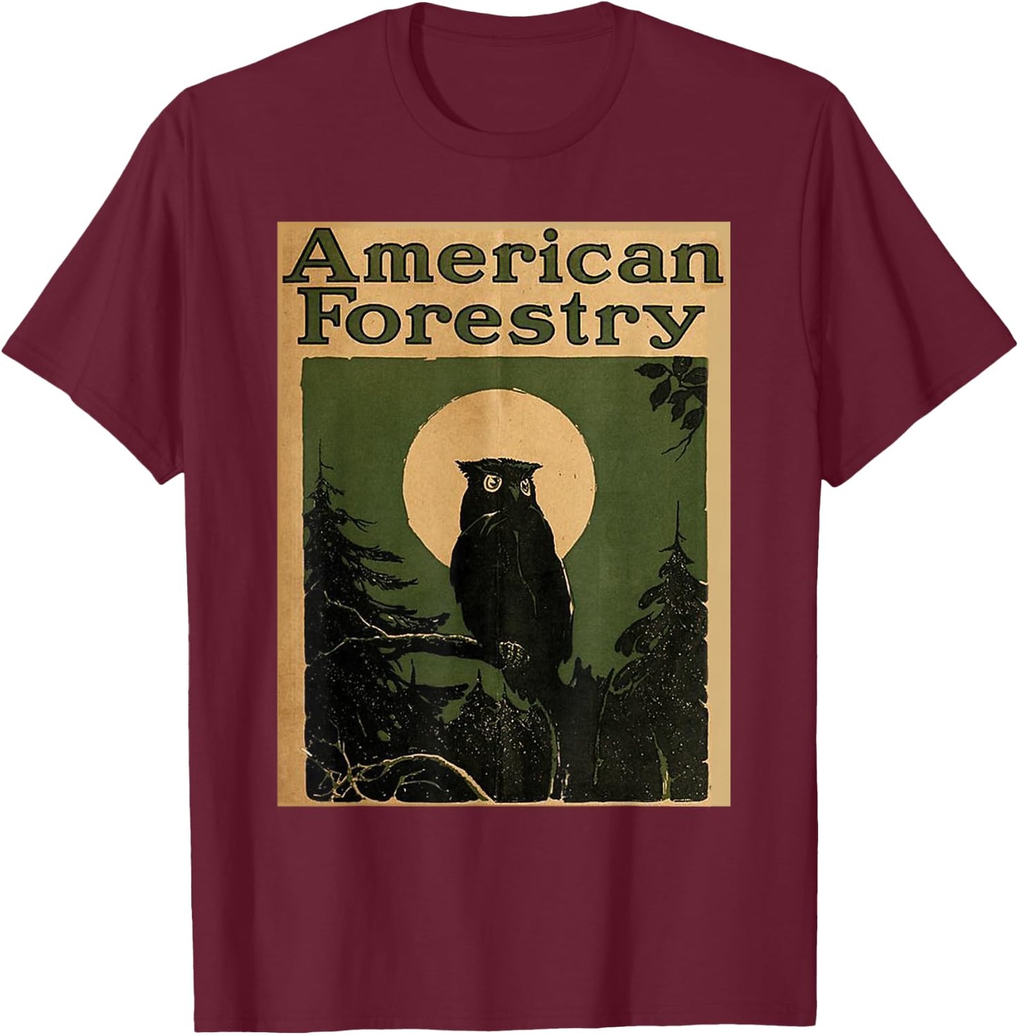 American Forestry Forest Great Owl America Parks T-Shirt - T-Shirt | Maroon