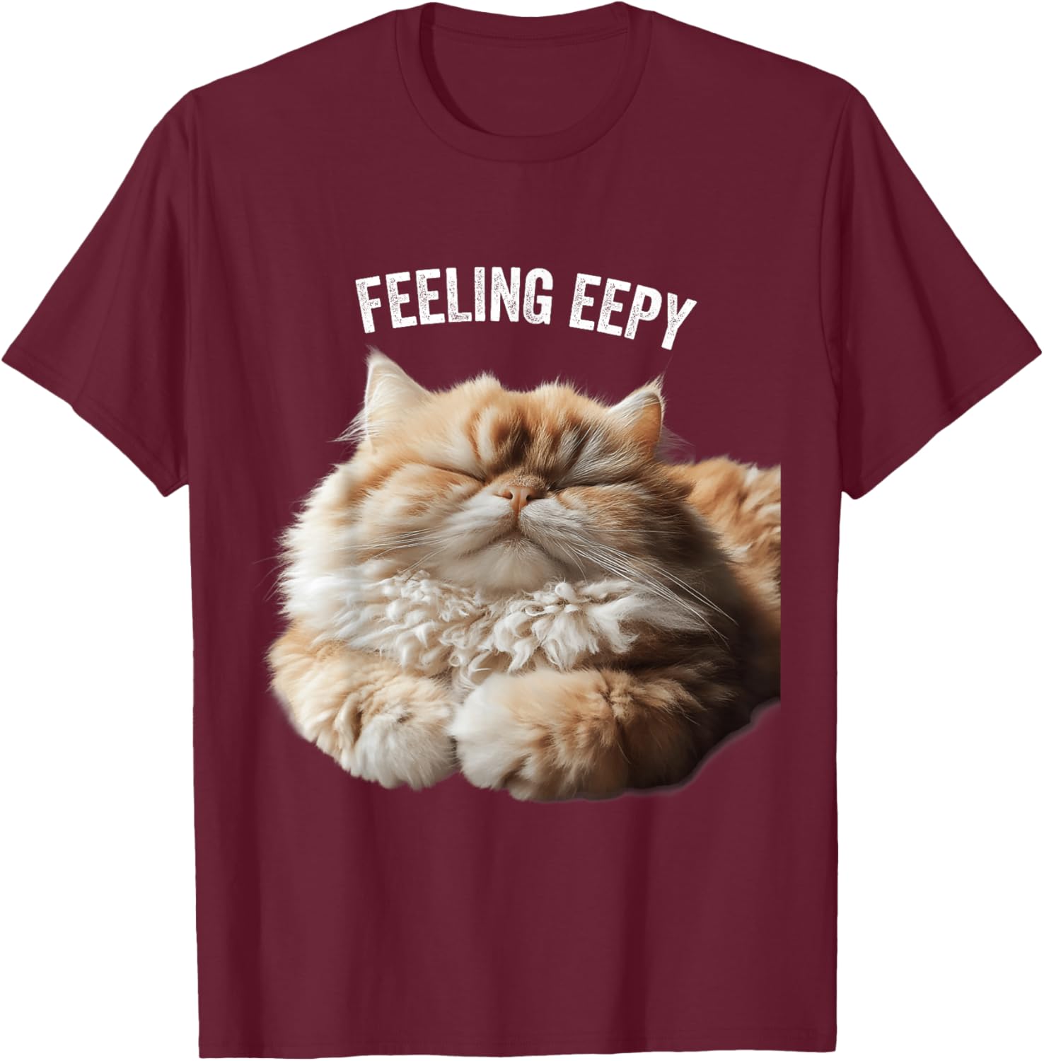 Eepy Cat, Silly Sleepy Cat Meme Cute fluffy cat lovers T-Shirt - T-Shirt | Maroon
