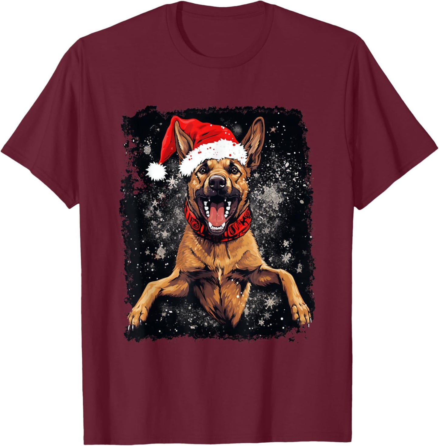 Christmas Dog Belgian Malinois T-Shirt - T-Shirt | Maroon