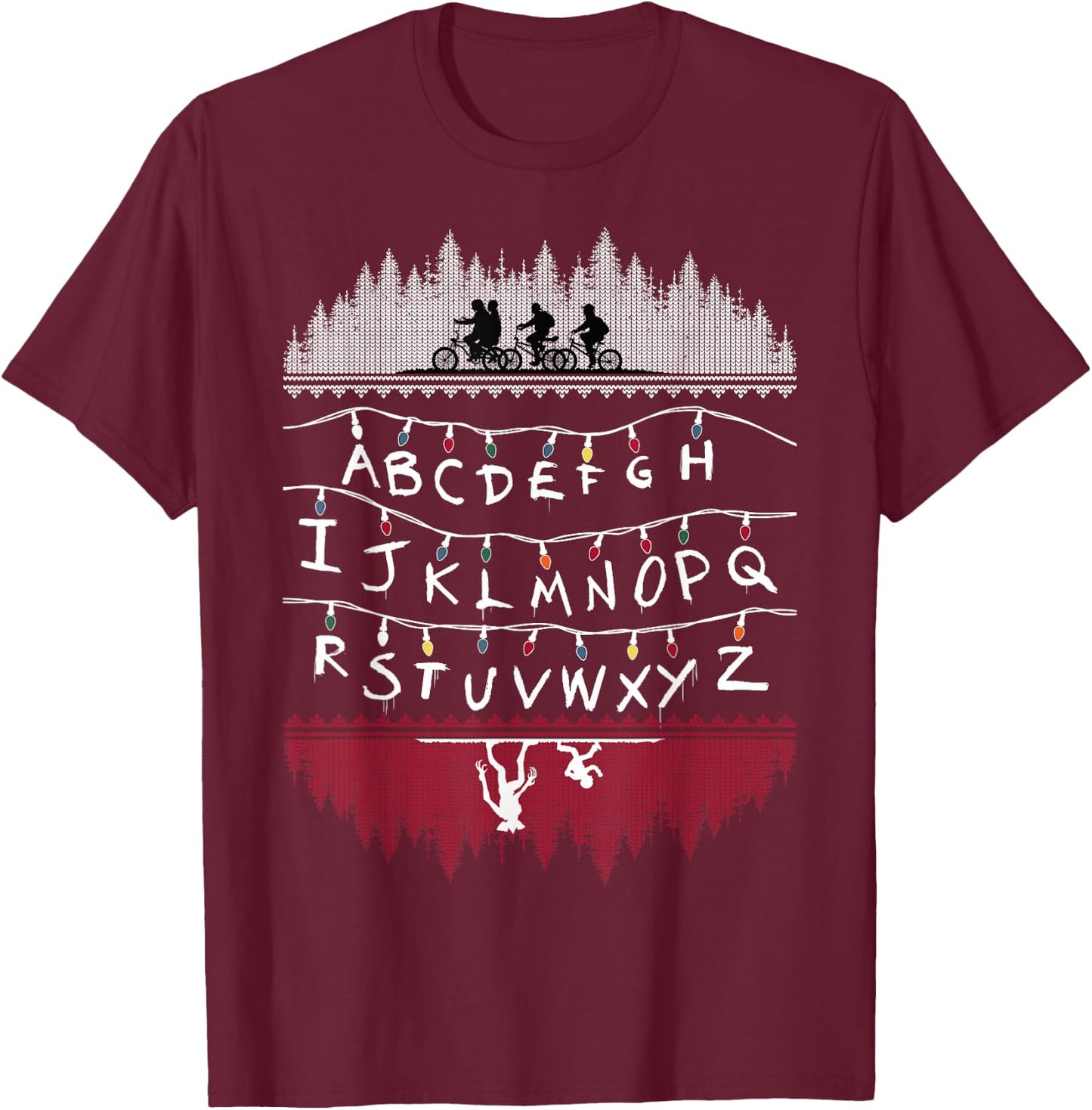 Netflix Stranger Things Alphabet Lights T-Shirt - T-Shirt | Maroon