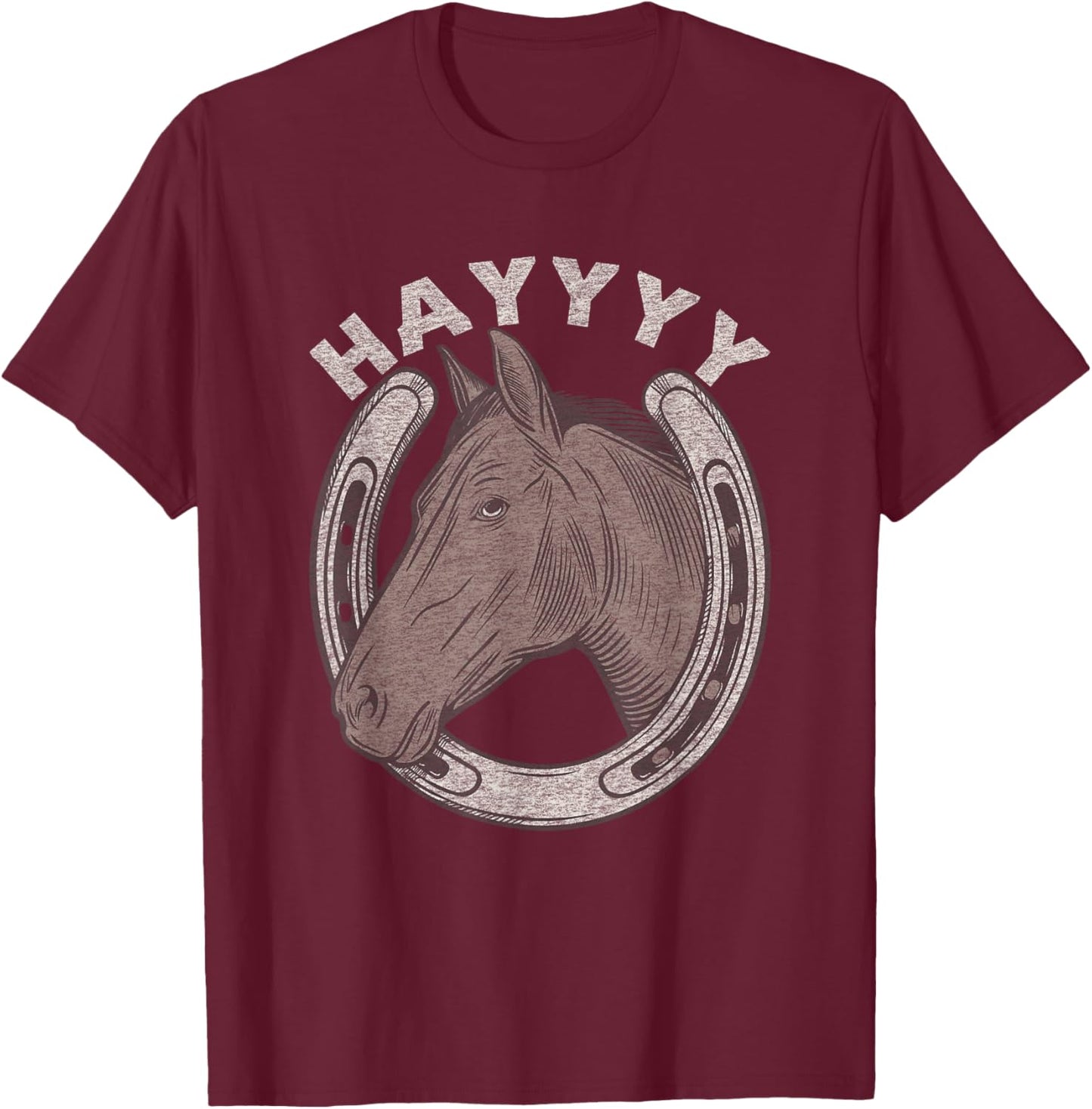 Funny Horse Hay Saying | Equestrian Lover Vintage Graphic T-Shirt - T-Shirt | Maroon