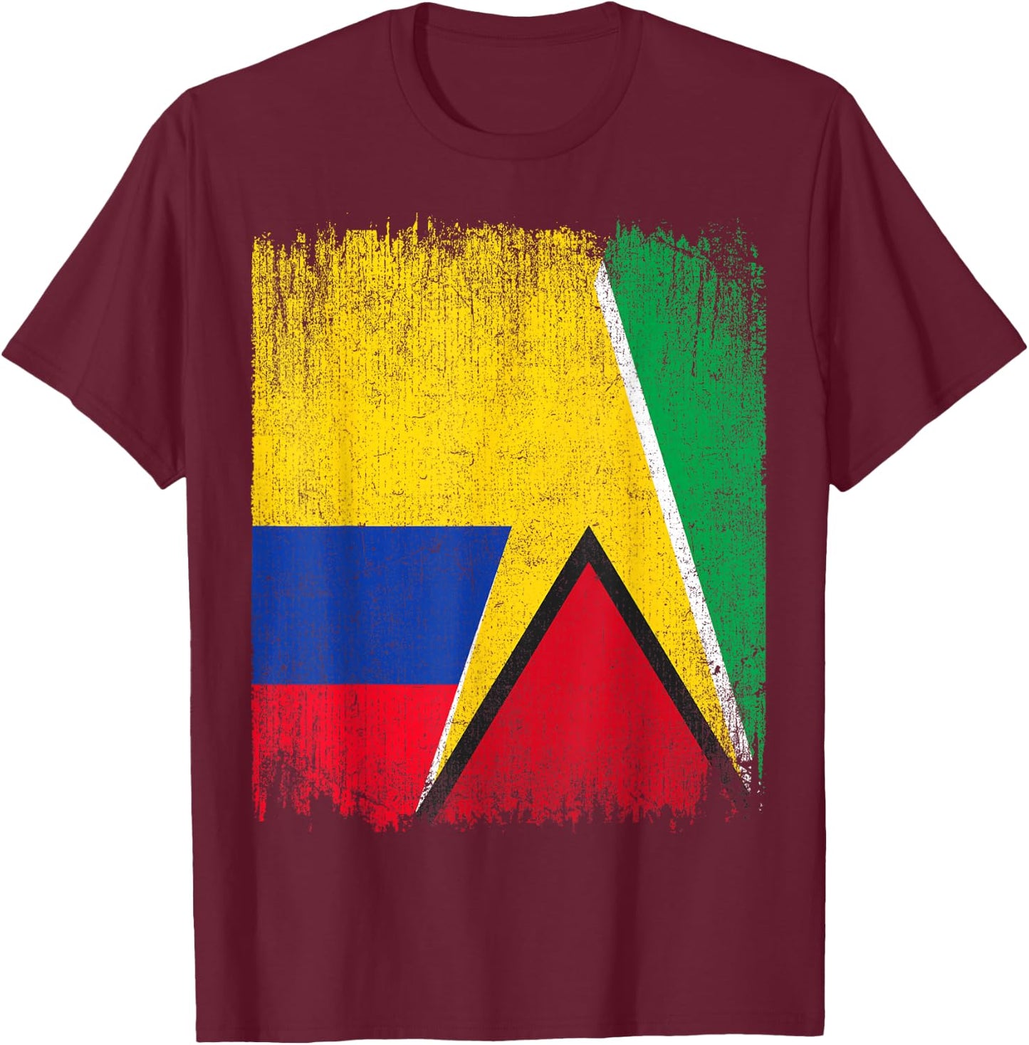 Half Colombia Guyana Flag Colombian Guyanese Pride Roots T-Shirt - T-Shirt | Maroon