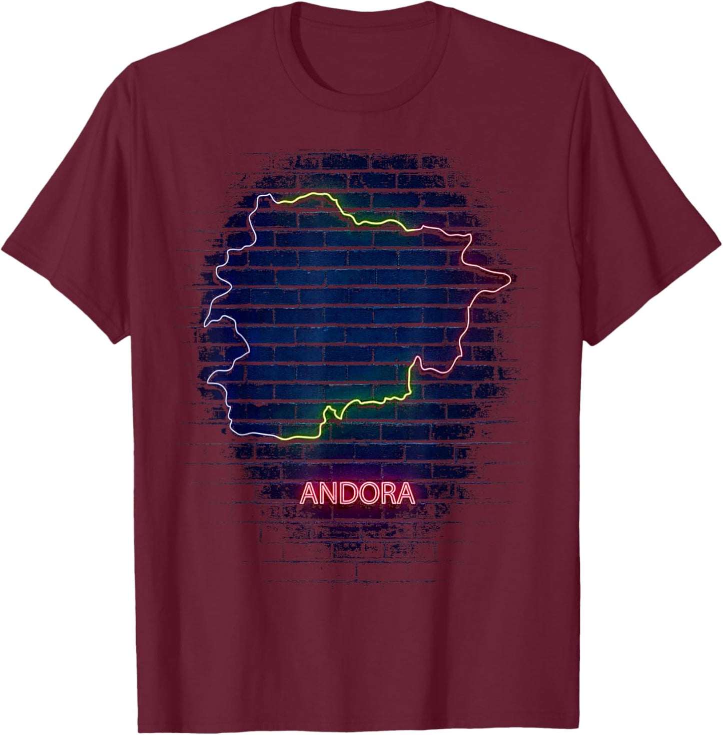 ANDORA country outlline Flag T-Shirt - T-Shirt | Maroon