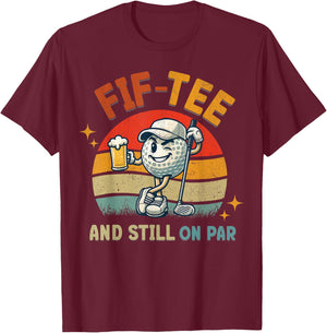 Retro Fif Golf Birthday Party 50th Birthday Golfing Ball T-Shirt - T-Shirt | Maroon