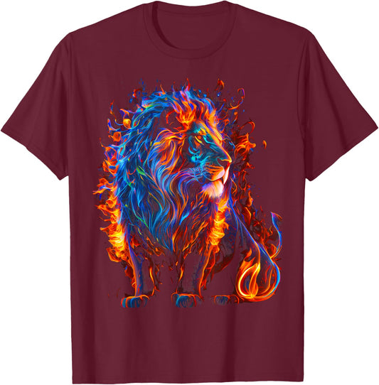 Fire of God, lion Animal roaring lion workout positive T-Shirt - T-Shirt | Maroon