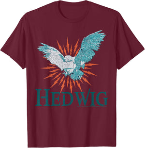 Harry Potter Official Hedwig Portrait - Men's Adult Black Short Sleeve Graphic Applique - Small T-Shirt - T-Shirt | Maroon