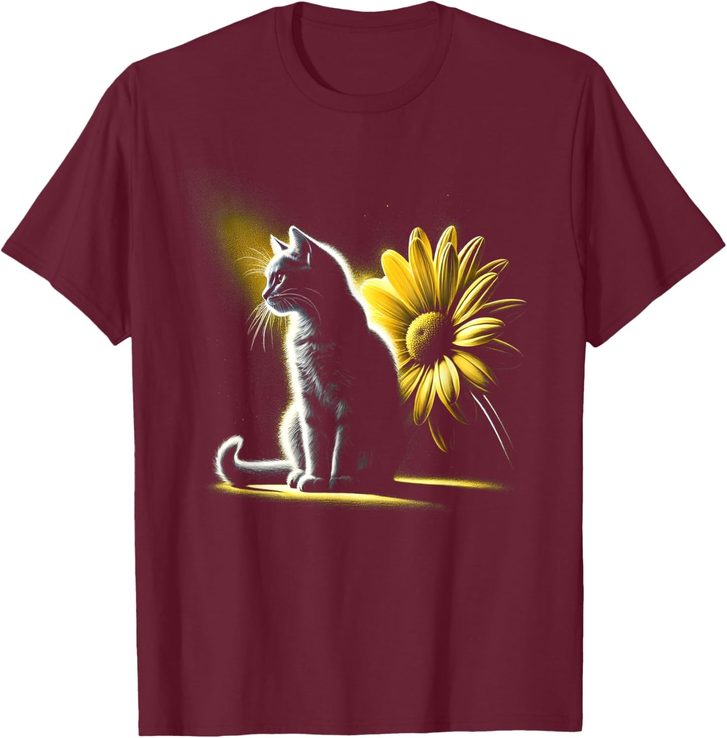 Meo Cat Flowers Artwork Women Kids T-Shirt - T-Shirt | Maroon