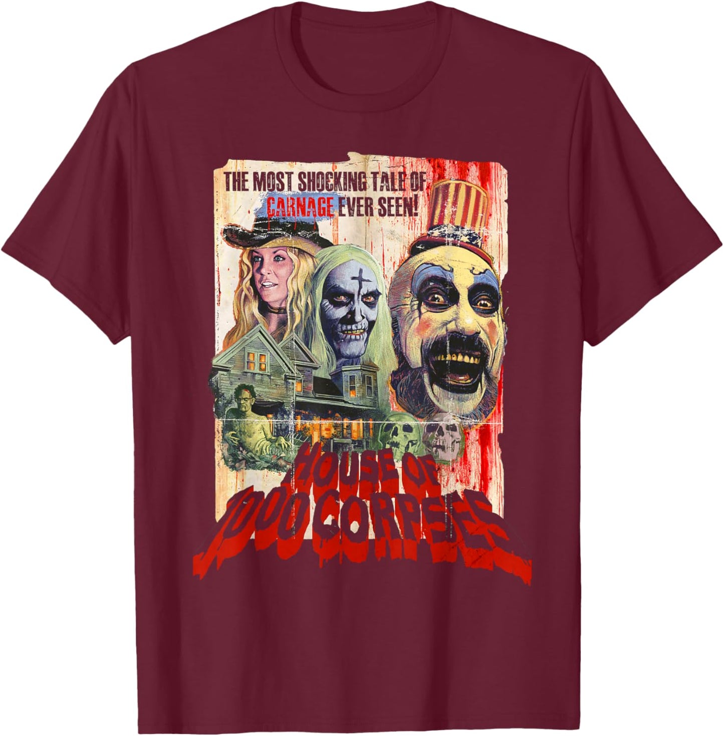 Rob Zombie – Pulp Poster , Black, S T-Shirt - T-Shirt | Maroon