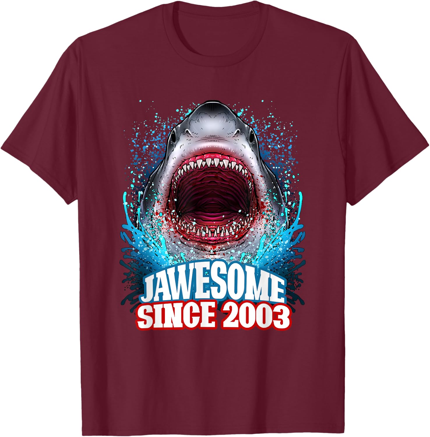 22nd Birthday Jawesome Since 2003 Shark 22 Years Old T-Shirt - T-Shirt | Maroon