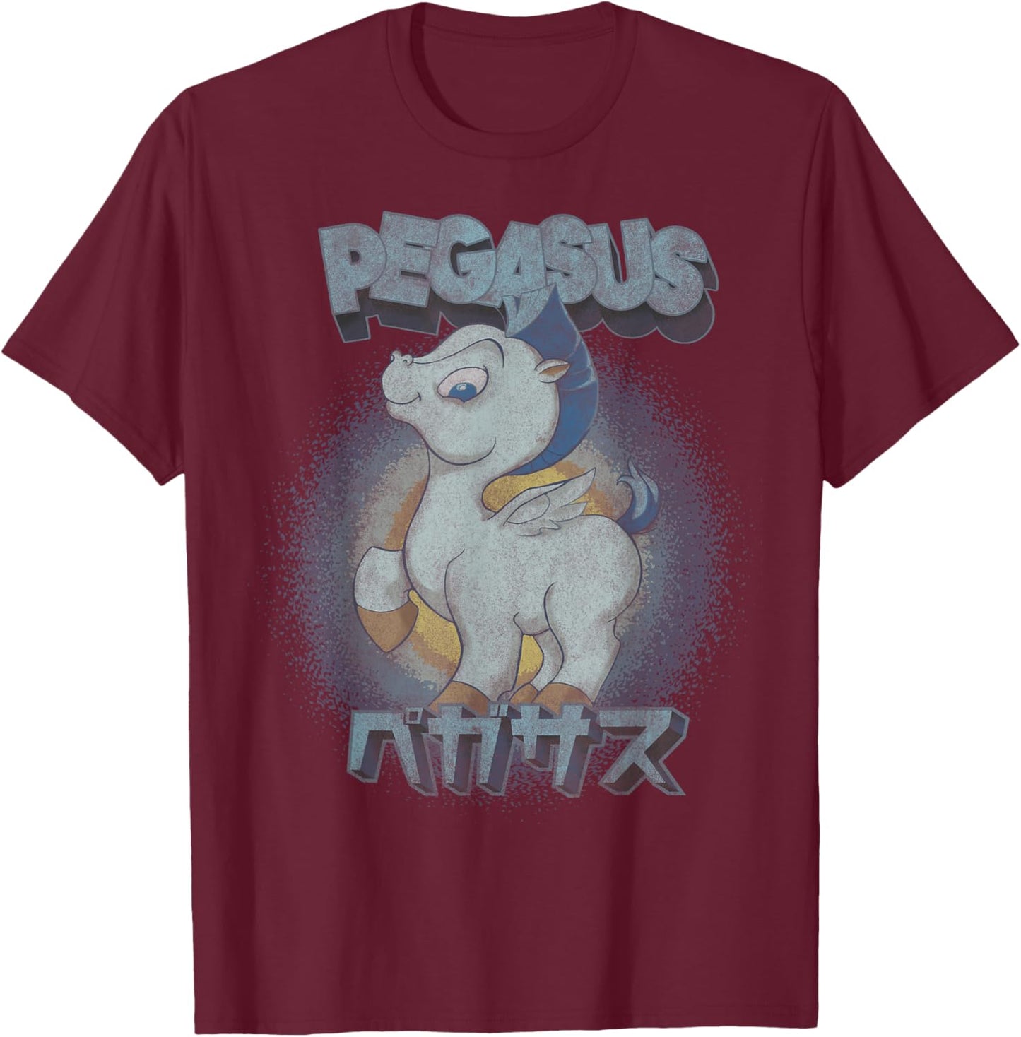 Disney Hercules Pegasus Kanji Portrait T-Shirt - T-Shirt | Maroon
