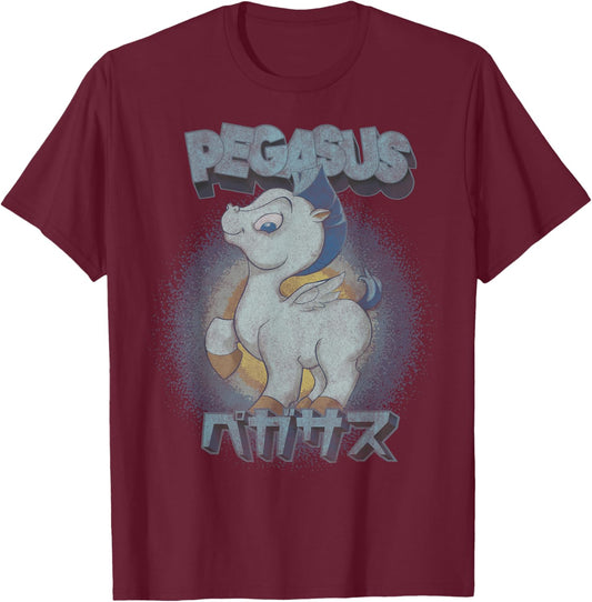 Disney Hercules Pegasus Kanji Portrait T-Shirt - T-Shirt | Maroon
