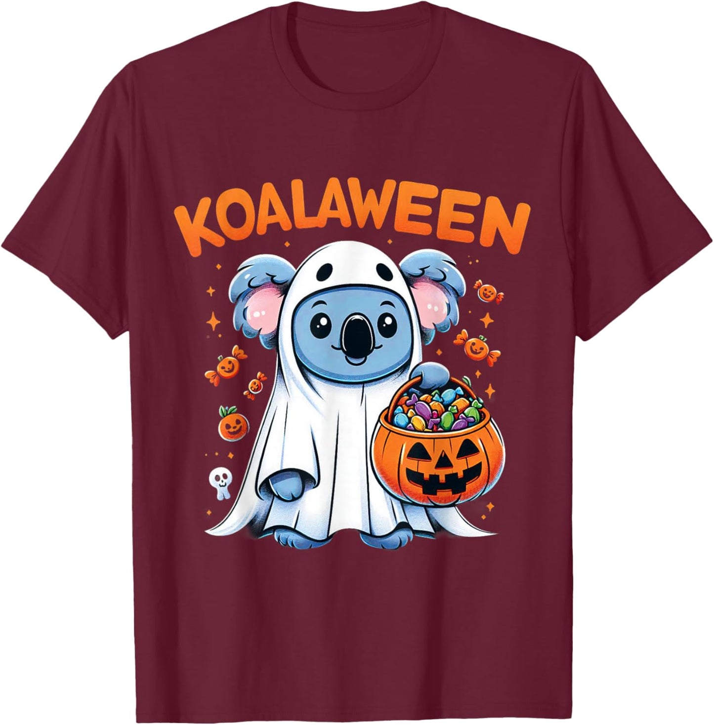 Funny Ghost Koala Halloween Koalaween Candy T-Shirt - T-Shirt | Maroon