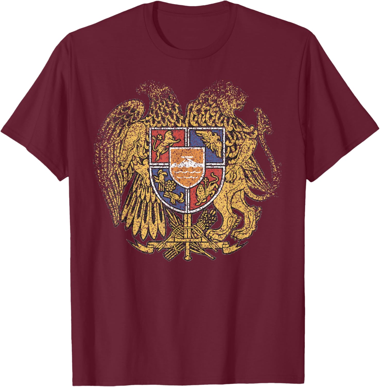 National Emblem Seal Symbol Coat of Arms of Armenia T-Shirt - T-Shirt | Maroon