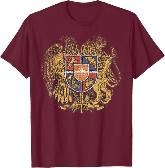 National Emblem Seal Symbol Coat of Arms of Armenia T-Shirt - T-Shirt | Maroon