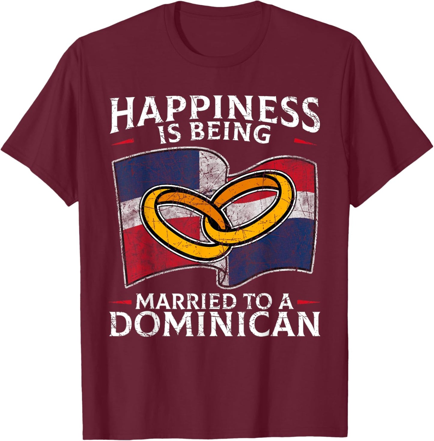 Dominican Republic Marriage Dominican Heritage Married T-Shirt - T-Shirt | Maroon