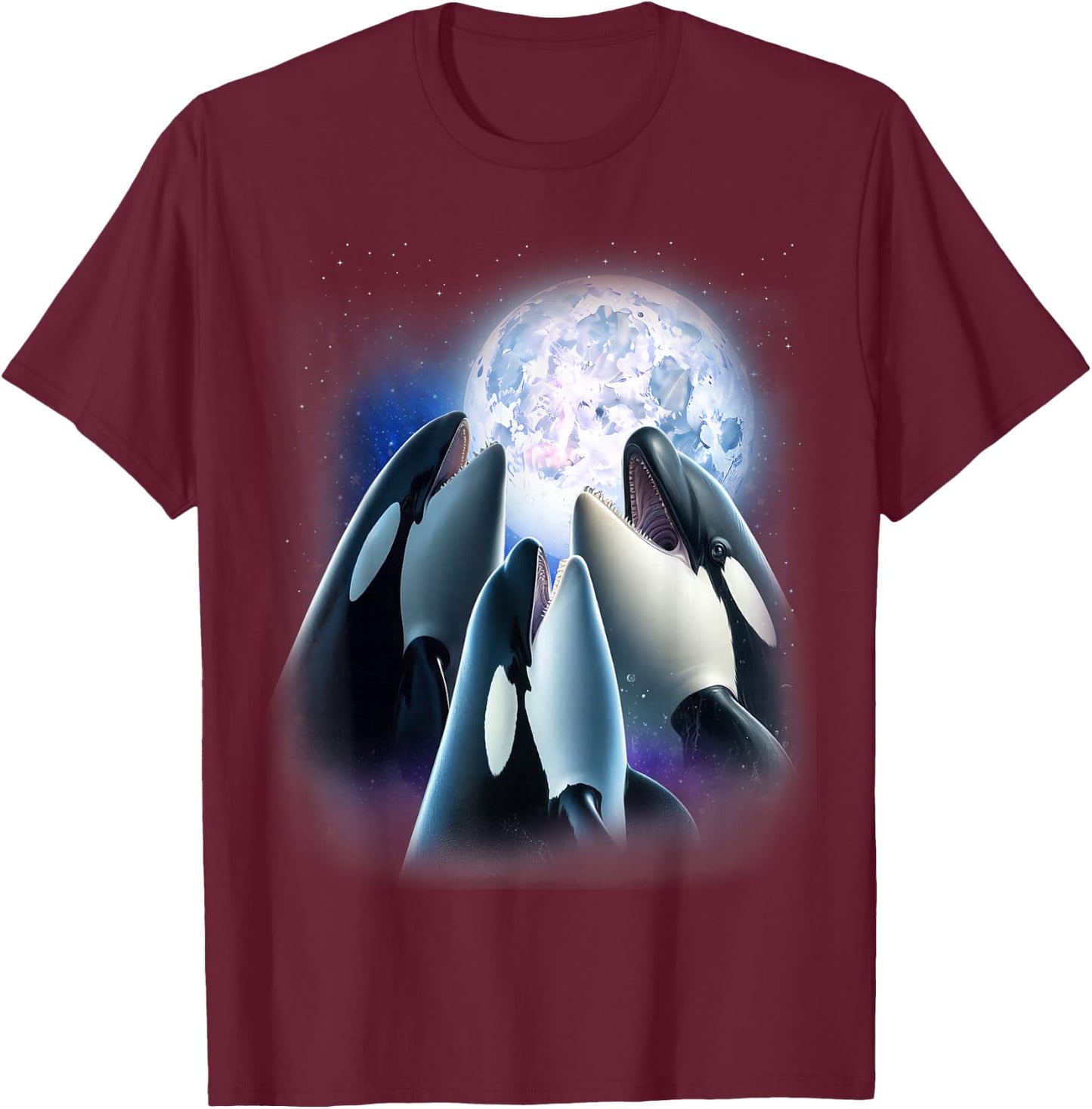 3 Orcas Howling At The Moon Funny Killer Whale Orca Lover T-Shirt - T-Shirt | Maroon