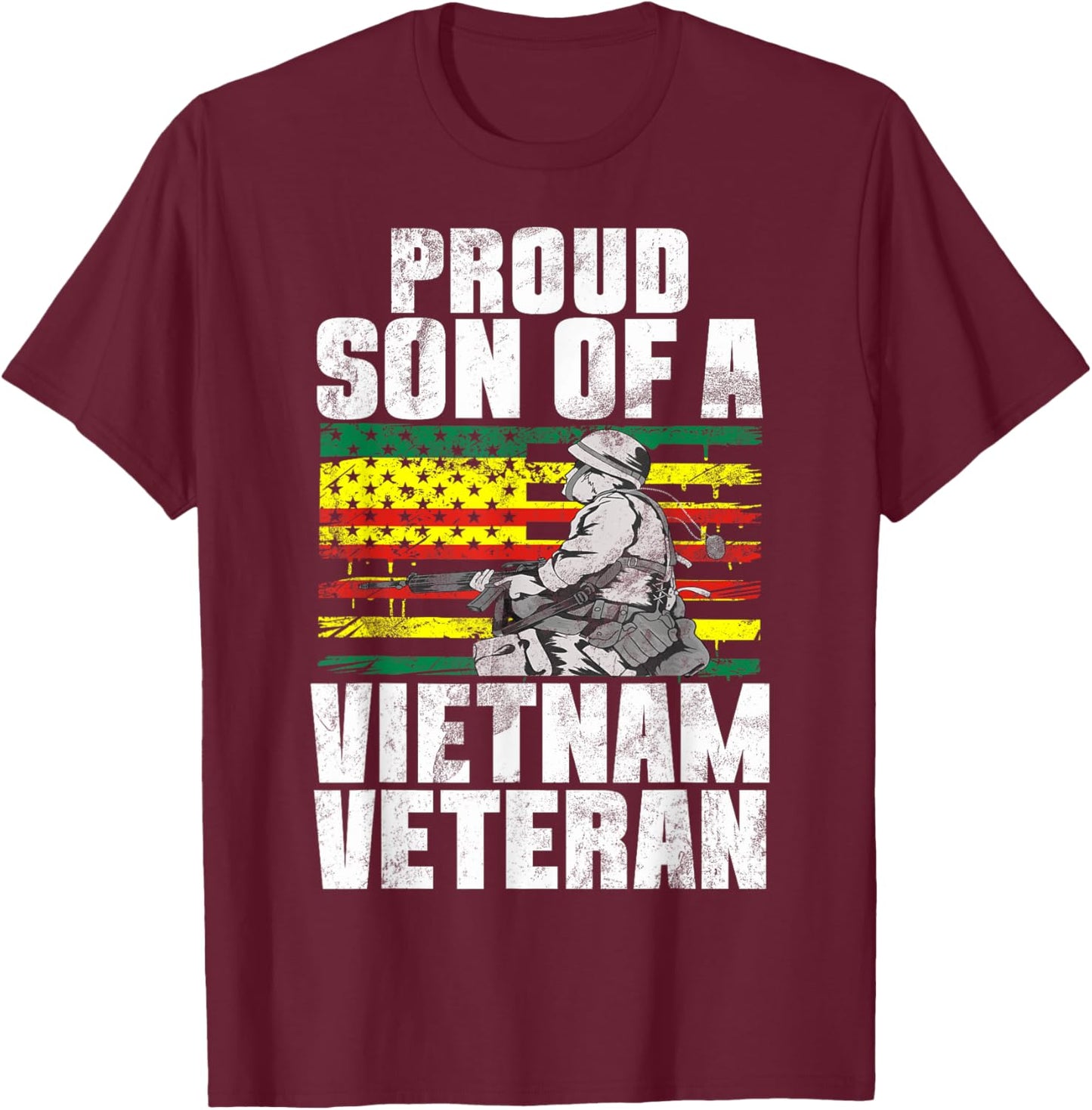 Proud Son Of A Vietnam Veteran Independence Army Grandson T-Shirt - T-Shirt | Maroon