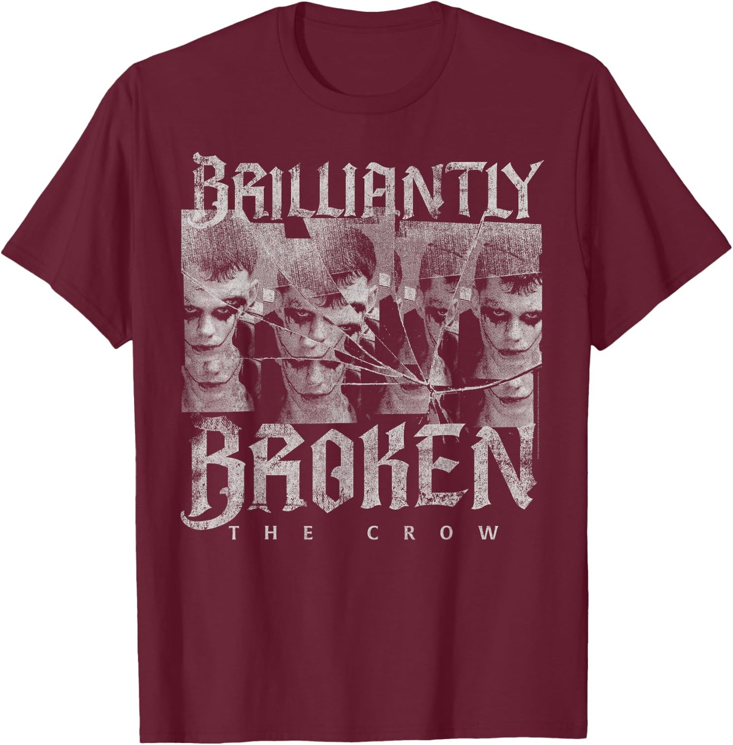 The Crow Official - Grey, Small, Short Sleeve, Letter Print, Modern Classic, Casual, Music Theme T-Shirt - T-Shirt | Maroon