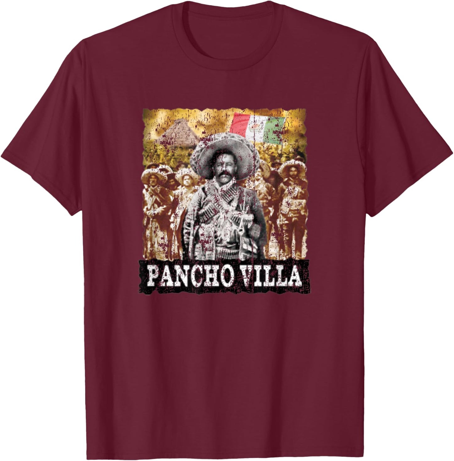 Pancho Villa Cool Fashion Vintage Revolution T-Shirt - T-Shirt | Maroon