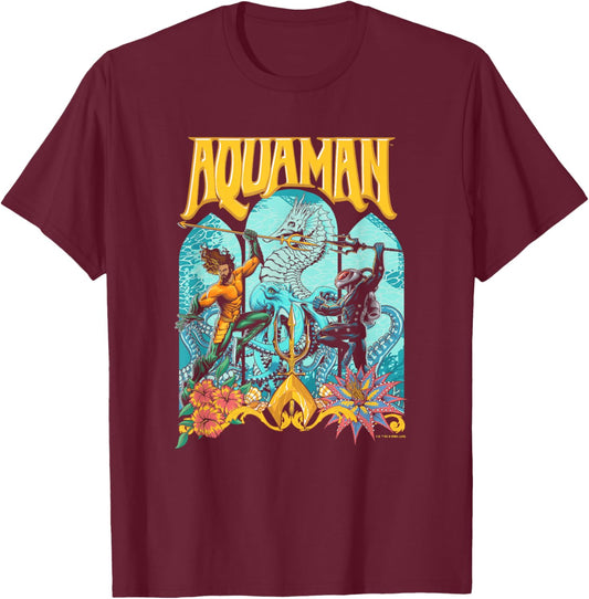 Aquaman And The Lost Kingdom Black Manta Epic Battle T-Shirt - T-Shirt | Maroon